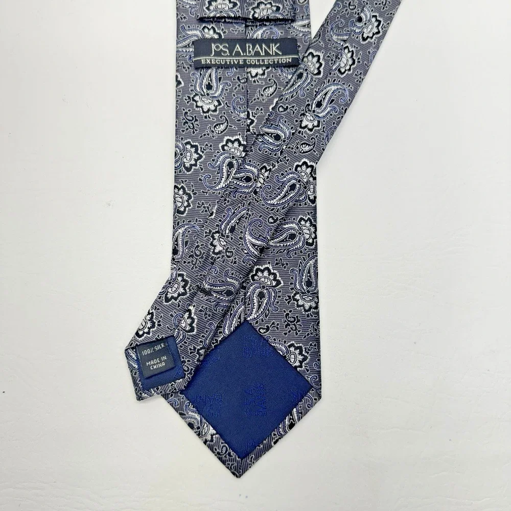 Jos. A. Bank Paisley Silk Tie Mens Blue Grey Executive‎ Collection Dapper Formal